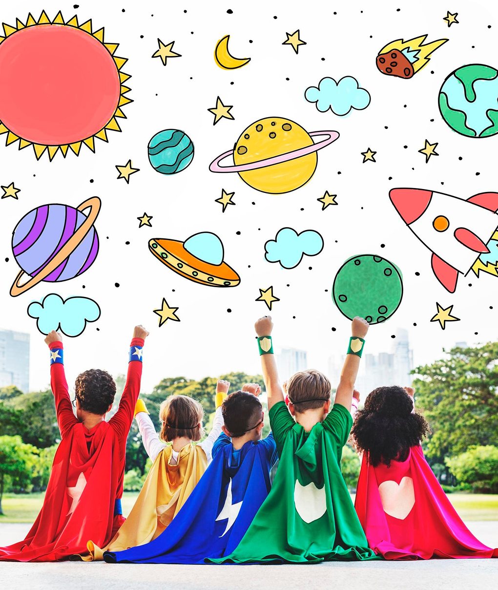 Kids in superhero capes